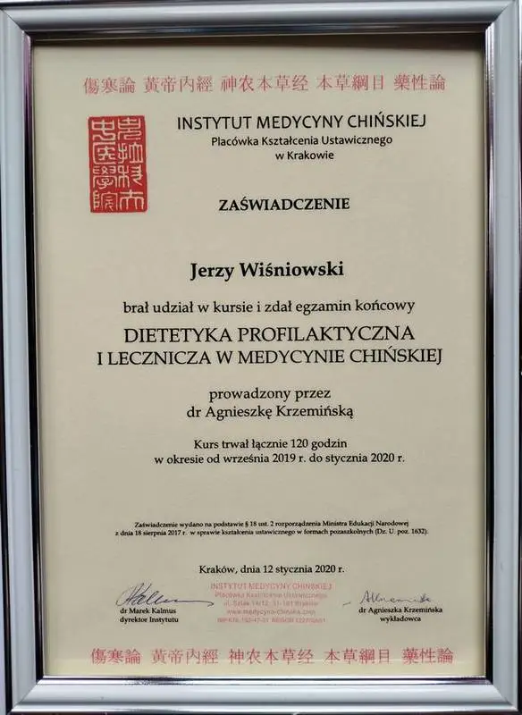 Certyfikat medycyny chińskiej