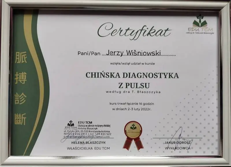 Certyfikat terapii bólowej