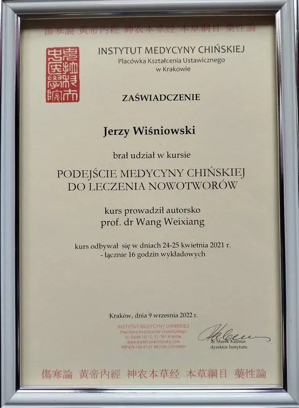 Certyfikat medycyny chińskiej
